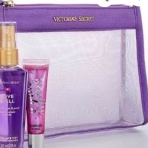💗Victoria Secret lavender zippered mesh/canvas makeup bag.